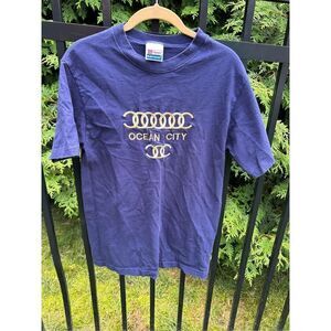 ‎Vintage 1990s Ocean City Hanes Single Stitch Embroidered Tshirt